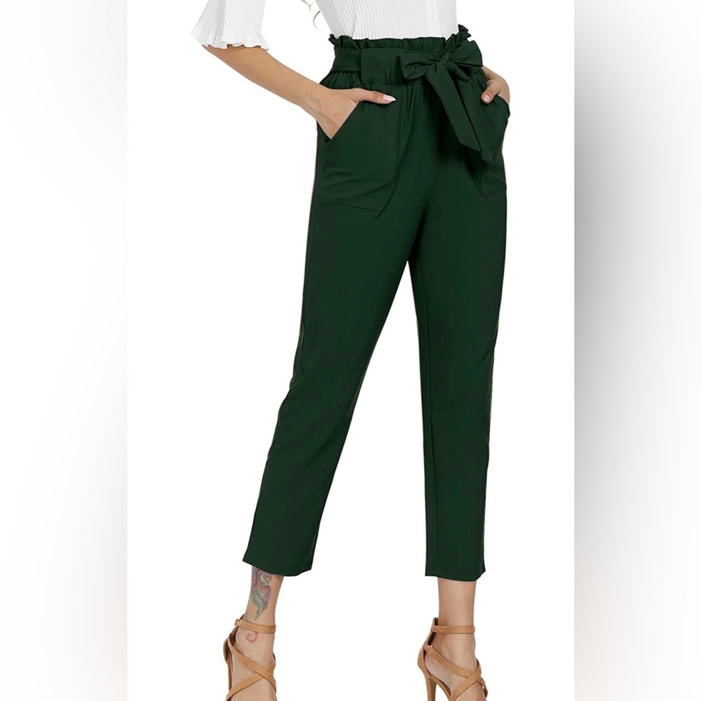 Freeprance Paper Bag Pants, Dark Green, Size S